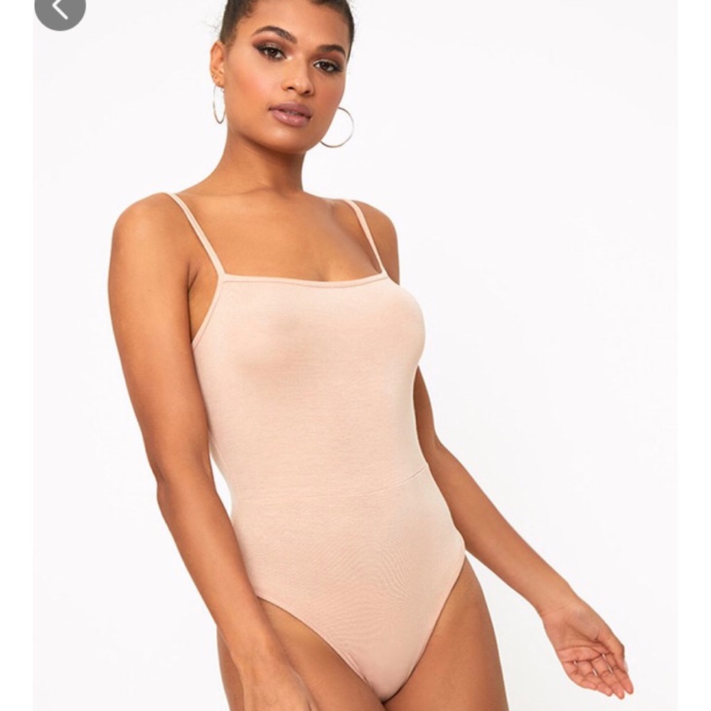 Nude Basic Square Neck Thong Bodysuit